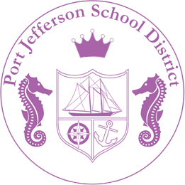 Port Jefferson School District Logo on the Footer